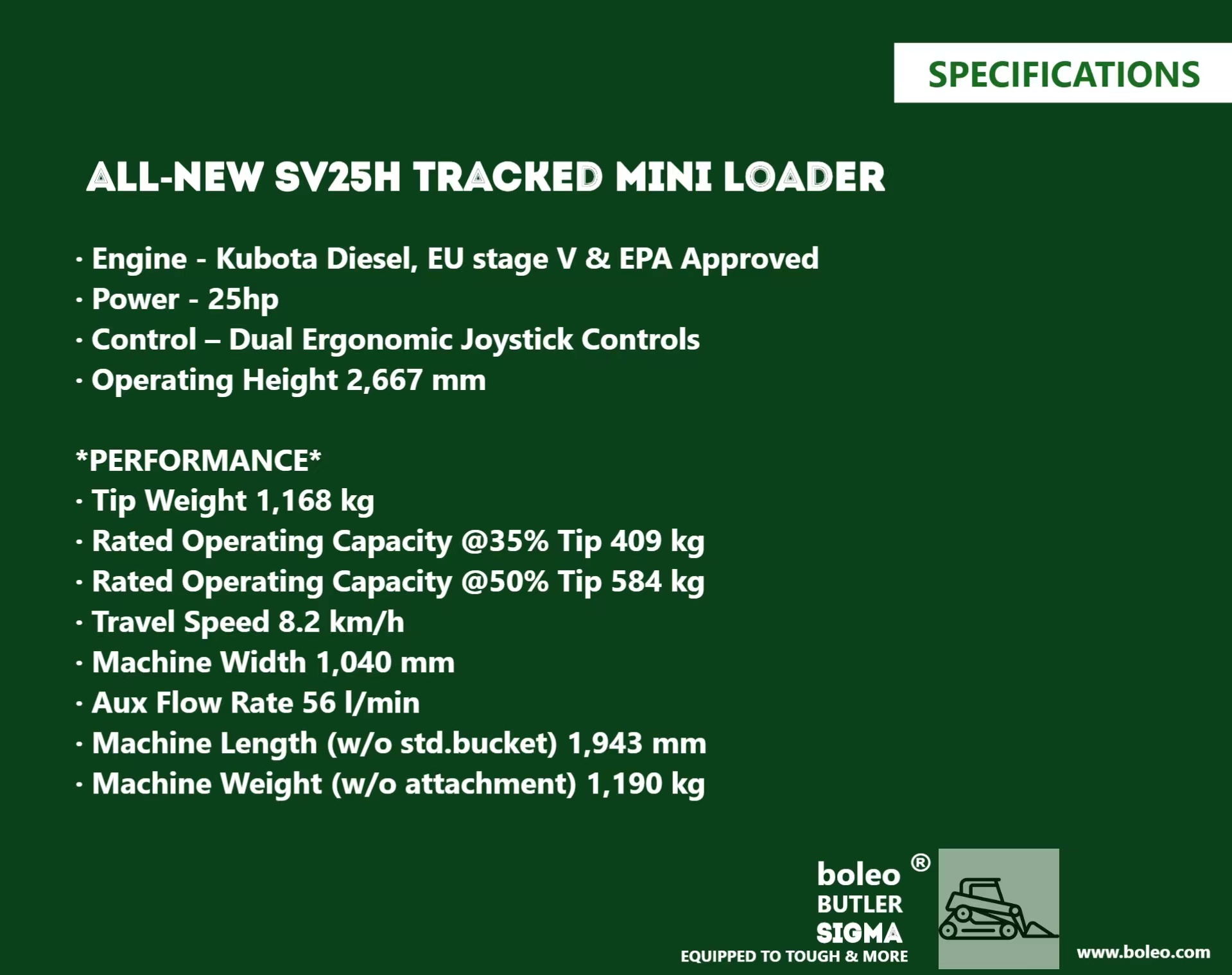 Boleo® SV25H Mini Skid Steer Loader